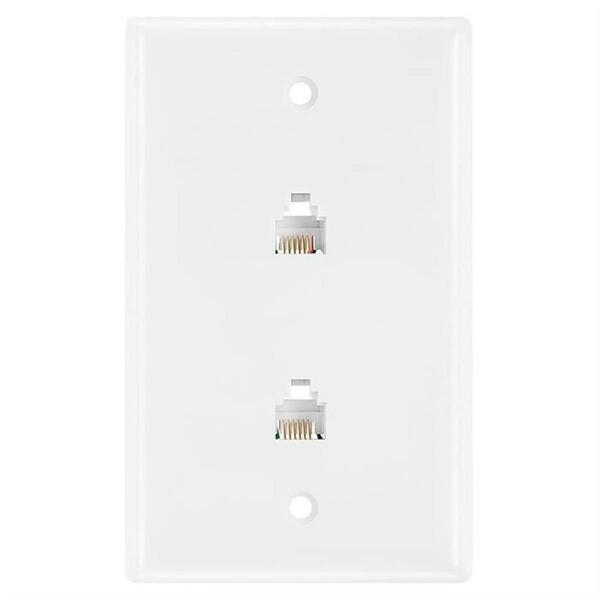 Cmple 6P6C Double Wall Plate Jacks - White 467-N